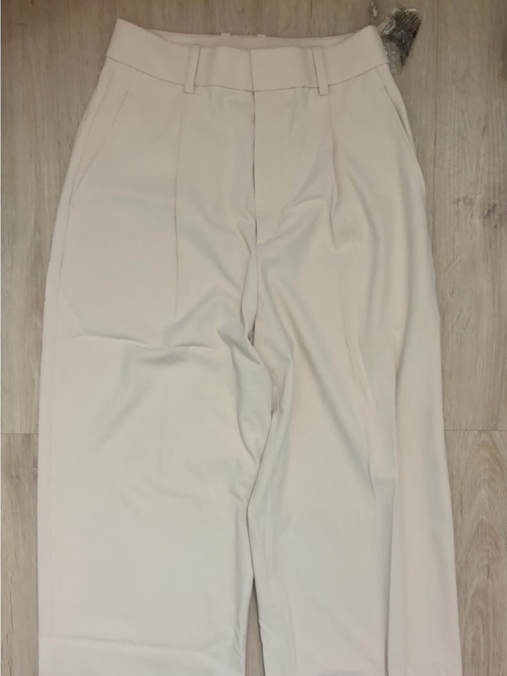 Uniqlo Cream Tailored Straight Trousers
